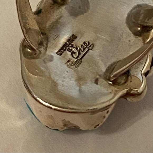 R CHEE VINTAGE NAVAJO STERLING SILVER RING RED BRANCH CORAL TURQUOISE SIZE 7 USA - Picture 13 of 13